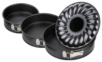 Image de Set de 2 moules à manqué et 1 moule à manqué et savarin diamètres 20, 24 , 28 cm Zenker Black Metallic