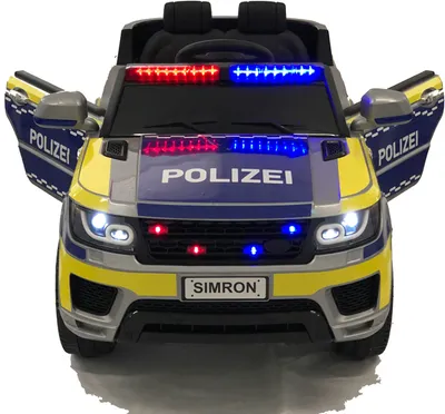 Produktbild von Deutsche POLIZEI Kinderauto Polizeiauto mit Funkgerät Sirene und Martinshorn Bluetooth Kinderfahrzeug Kinder Elektroauto Gefedert Hilfsrollen
