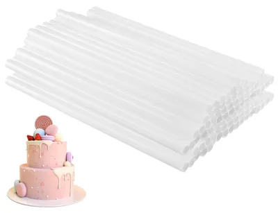 100 Kuchenstützen aus Kunststoff, 30 cm, weiß, für Torten