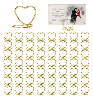 Tischkartenhalter 50er-Pack, Herzform, Gold, Metall