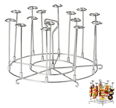 Vertikaler Edelstahl-Rost für Heißluftfritteuse, 15 Spieße