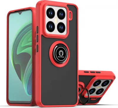 Image de Étui pour Xiaomi 15 Pro étui TPU translucide mat avec support d'anneau et stand Rouge