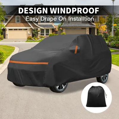 Image de Housse De Voiture Pour Nissan Micra 1992-2016 Peva Coton Spunlace ExtšŠrieur Housse Voiture Complššte Toutes Saisons šŠtanche Coupe-Vent Protection Soleil Pluie Neige Fermeture Noir