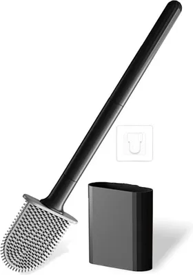 Produktbild von Schwarze Silikon-Toilettenbürste mit Wandhalter