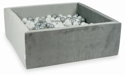 Image de Piscine à balles 600 pièces 110x110x40 gris velours : perle, argent