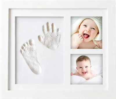 Productafbeelding van Baby Handafdruk Voetafdruk Herinnerings Kit - Baby Foto´s Fotolijstje voor Pasgeborenen - Babykamer Herinnering Kunst Kit Lijsten - Wit