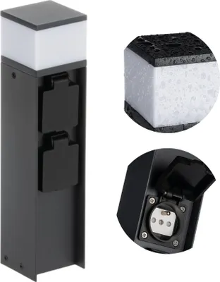 Obrázok produktu pre LED vonkajšie stĺpové osvetlenie Kanlux DASTEN 30 F SO B so vstavanou zásuvkou G9, IP44 11 W