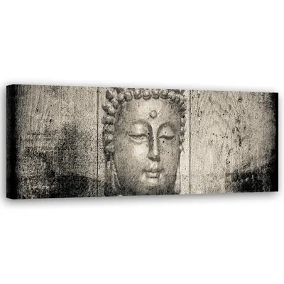 Produktbild von Leinwandbild Buddha-Gesicht Vintage 120x40 Feeby Grau bild für die wand bereit zum aufhängen