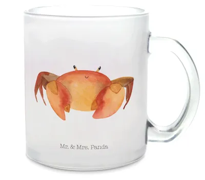 Produktbild von Mr. & Mrs. Panda Trinkglas Sternzeichen Krebs - Transparent - Geschenk, Krabbe, Pott, Häferl, Krebse, Horoskop, Geburtstag Juni, Meerestier, Teetasse aus Glas, Tee Tasse