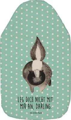 Produktbild von Mr. & Mrs. Panda Wärmflasche Stinktier Angriff - Türkis Pastell - Geschenk, gummi, Drohung, Wärmflaschen, Skunk, Stinker, Kuschelwärmflasche, Wildtier, Bettflasche