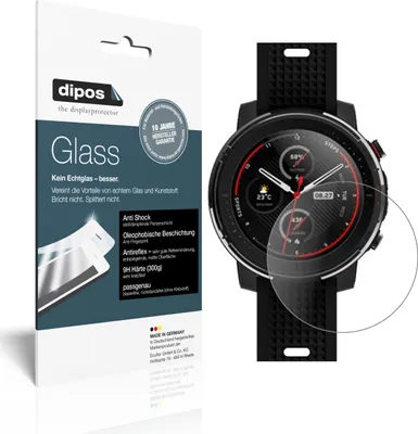 Produktbild von 2x Schutzfolie für Huami Amazfit Stratos 3 matt - Anti-Shock 9H Folie dipos Glass Kunststoffglas