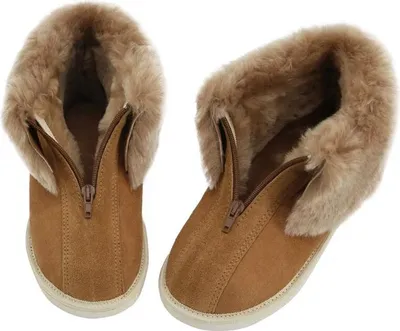 Produktbild von Lammfell Hausschuhe - ALASKA COGNAC - Schuhgröße: EUR 44