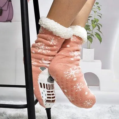 Productafbeelding van Winter sokken met antislip ABS-zool - dierenprint, maat 35-41