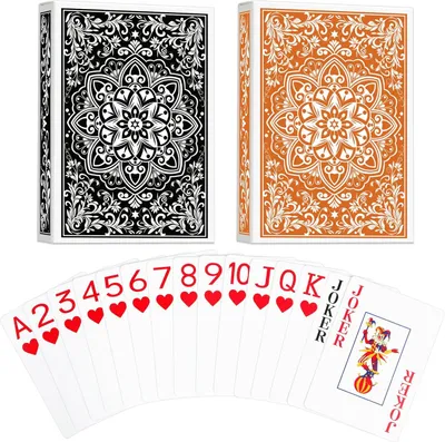 Productafbeelding van Speelkaarten 2 kaartdecks, jumbo pokerkaarten, voor volwassenen, zwart