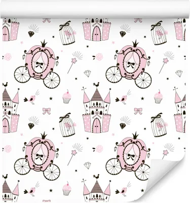 Produktbild von 10m VLIES TAPETE Rolle Kinderzimmer Schloss Kutsche Vügel Tiere XXL