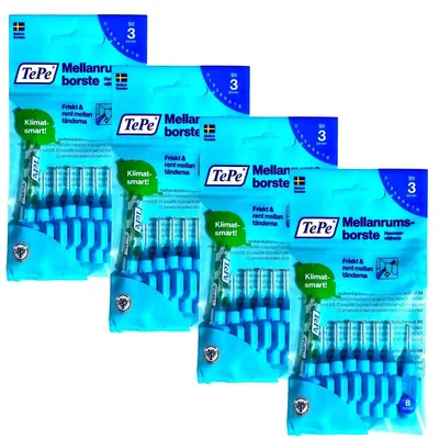 Produktbild von 4x TePe Original Interdentalbürsten - 0,6mm blau  - 4x 8 Stück