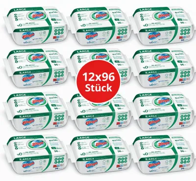 Produktbild von Bingo Feuchttücher Grün 12x96 Blatt – Frische Brise – Großpackung Reinigungstücher