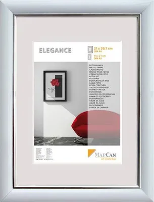 Produktbild von Kunststoff Bilderrahmen Elegance weiß-metallic-silber, 50 x 70 cm