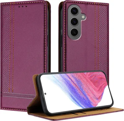 Produktbild von Handyhülle für Samsung Galaxy S24 Plus Leder Flip Klappbare Schutzhülle mit Standfunktion Lila