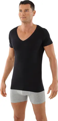 Produktbild von ALBERT KREUZ Herren Unterhemd-Light Deep-V-Neck Kurzarm Schwarz Stuttgart, 08/XXL