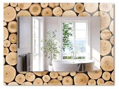Produktbild von Querschnitte von Baumstämmen – Rechteckiger Spiegel mit Druck 80x60 cm – Modern - Dekorativ für die Wand