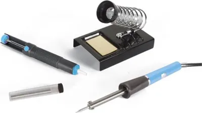 Produktbild von Velleman Lötkolben-Set, Lötkolben 25 W, Entlötpumpe, Ablageständer, Lötdraht