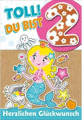 Produktbild von 2. Geburtstag Glückwunschkarte im Format 11,5 x 17 cm mit Briefumschlag