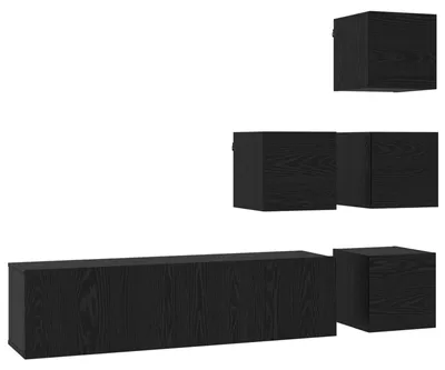 Produktbild von vidaXL TV-Schrankset 6 stk. Schwarz Eichen-Optik Holzwerkstoff