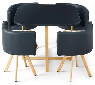 Image de MENZZO Table et chaises scandinaves Oslo Noir