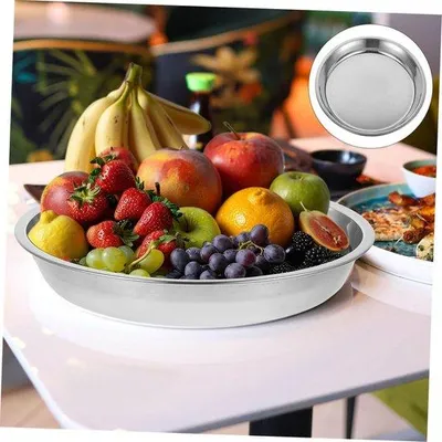 Obrázek produktu pro Dvě univerzální kulaté nerezové misky na vaření v páře pro domácnost, 20cm misky na večírky, nerezové talíře pro domácnost