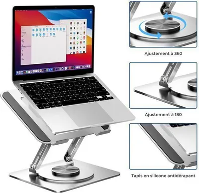 Obrázek produktu pro Skládací stojan na notebook, nastavitelný v úhlu 180°, s možností otáčení o 360°, kompatibilní s notebooky od 11 do 17,3 palců
