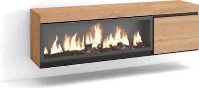 Immagine prodotto di COZY Mobile TV Soggiorno, 158x35x45cm, Per TV fino a 65, Camino elettrico XXL, da appendere, Rovere