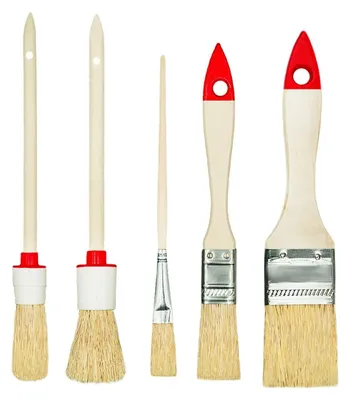 Produktbild von Pinselset Malerpinsel Lackierpinsel - 5-teilig - Flachpinsel 20/40 mm - Ringpinsel Ø 20/25 mm - Für Renovierung und Malerarbeiten innen und außen
