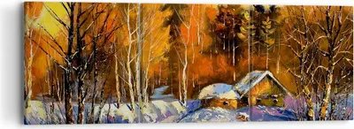 Produktbild von Bild auf Leinwand - Leinwandbild - Winter Wald Wiese - 90x30cm - Wand Bild - Wanddeko - Wandbilder - Leinwanddruck - Bilder - Kunstdruck - Wanddekoration - Leinwand bilder - Wandkunst - CA90x30-3535