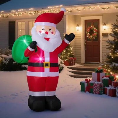 Aufblasbarer Weihnachtsmann 183 cm mit LED-Licht, Outdoor-Deko