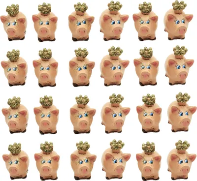 Produktbild von 24 Stück Schweinchen mit Krone Glücksbringer Figuren
