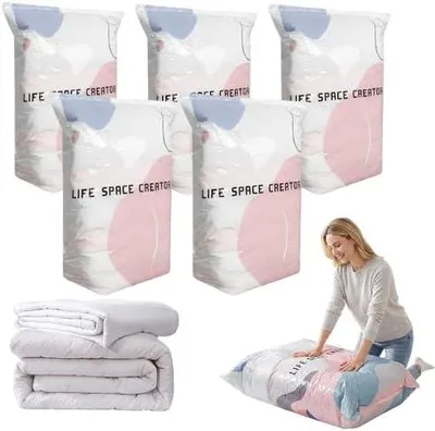 Produktbild von No-Pump Large Vacuum Storage Compression Bags, 2026 New Vacuum Storage Bags, Luftdichte Kompressionsbeutel für Kleidung Kissen Bettdecken Decke (5, 100x80x38cm)