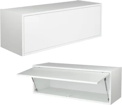 Produktbild von PLATAN ROOM Hängeschrank WEIß Schrank 100 x 35 x 35 cm Küchen-Klapphängeschrank für Bad, Flur, Wohnzimmer Wandschrank