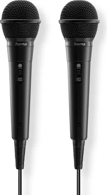 Produktbild von HAMA Dynamisches Mikrofon "Karaoke", Klinkenkabel 2,5m + Adap., Ein/Aus, 2er-Set (00046002) Karaoke-Mikrofon