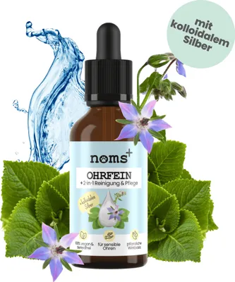 Produktbild von noms+ 2-in-1 Ohrfein 50ml Reinigung & Pflege für Hunde & Katzen mit kolloidalem Silber