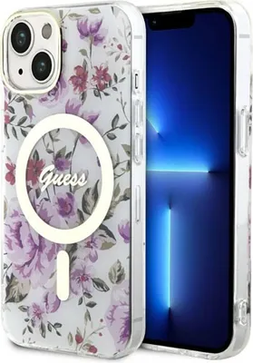 Obrázek produktu pro Guess Flower MagSafe - pouzdro pro iPhone 14 (průhledné)