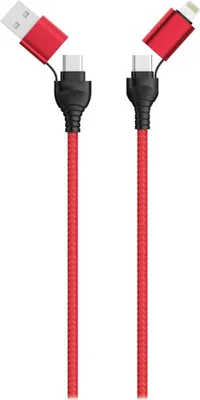 Image de câble de charge 2GO USB / Type C 4 en 1 USB A, Lighn. 1,2m rouge