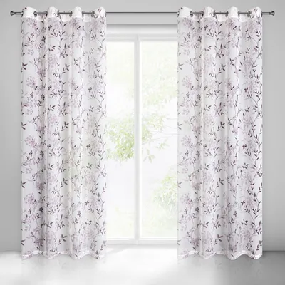 Produktbild von Gardine FIONA weiß violett 140x250 cm  Ösen Ösenvorhang