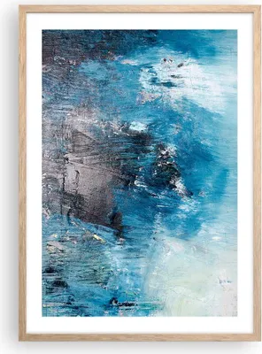 Produktbild von Gerahmtes Poster - Rahmen in heller Eiche - Abstraktion Blau Schwarz - 50x70 cm - Wand Bild - Wanddeko - Wandbilder - Wandposter - Bilderrahmen - Bilder - Kunstdruck - Wandbild - P2NPA50x70-4155