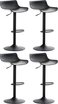 Produktbild von DELUKE® Barhocker 4er Set höhenverstellbar Schwarz JUTO - Kunststoff, 68,5-94x43x44cm | Barhocker mit Lehne Tresenhocker Barstuhl Küchenhocker Thekenhocker hoher Stuhl