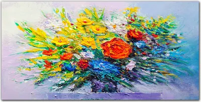 Produktbild von Coloray Küchenrückwand 100x50 Spritzschutz aus Glas - Malerei Blumen
