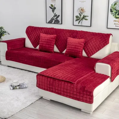 Produktbild von Sofabezug, passend für Dreisitzer-Sofas, rutschfester Sofaschutz, universeller Sofabezug, Ecksofabezug, rot, 70 x 150 cm
