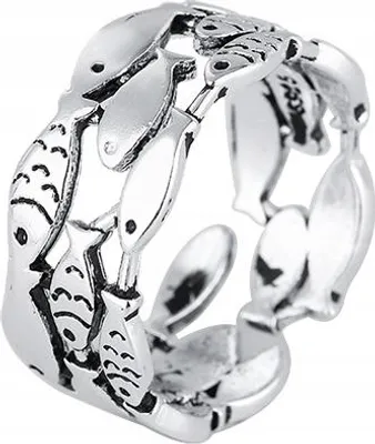 Image de Bague réglable en argent pour dames, anneau universel à la mode en forme de poisson