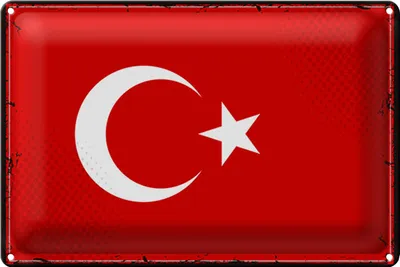 Produktbild von Blechschild Flagge Türkei 30x20cm Retro Flag of Turkey