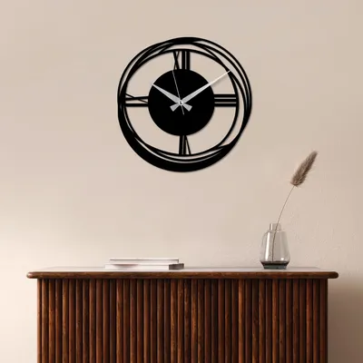 Immagine prodotto di Opviq, Rotondo, Orologio decorativo da parete in metallo, 100 % METALLO, Nero, 49 x 49 cm
